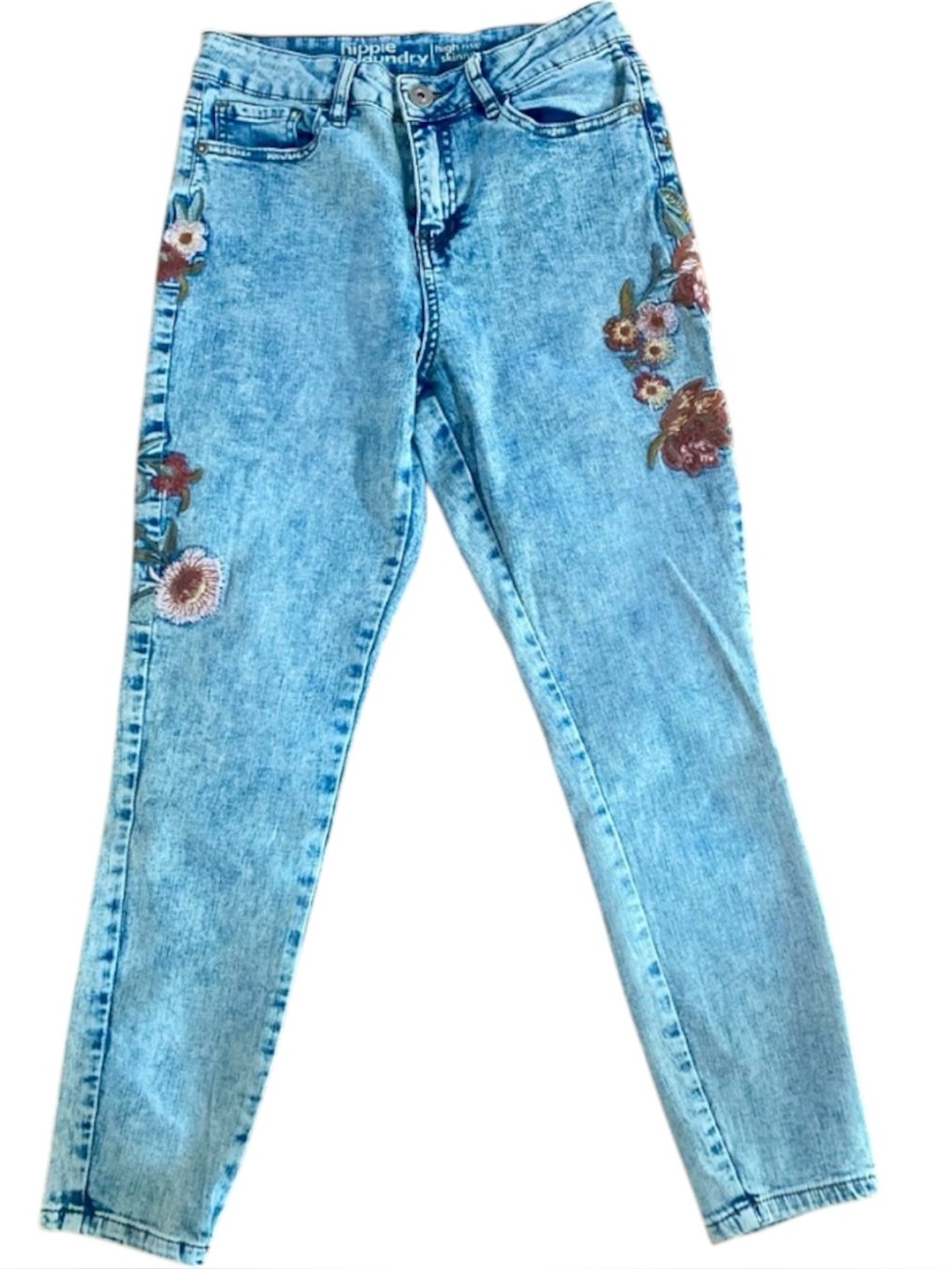 Hippie Laundry Floral Embroidered Skinny Jeans Boho Y2K High Rise 29